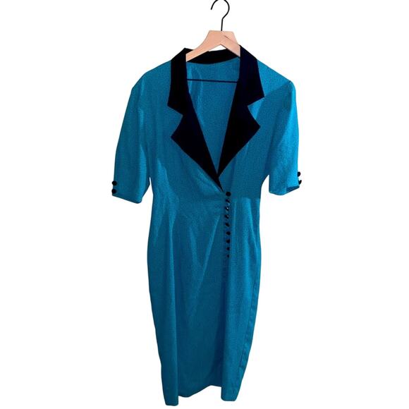 VNTG 70s collared button up dress M - Picture 1 of 4